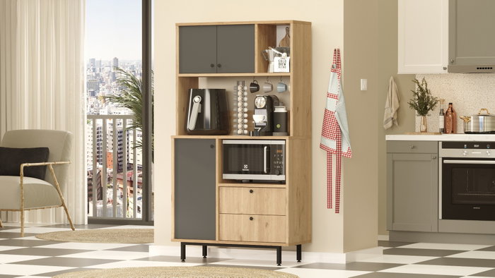Hanah Home RE3-SA Armario Multiusos Roble y Antracita